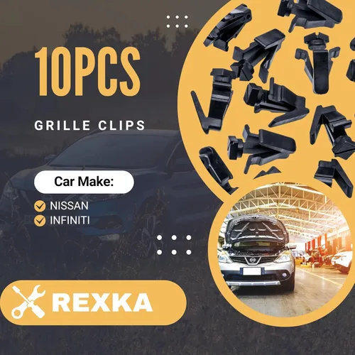 Vista 2 de Rexka 10 piezas de clip de rejilla para cubierta de parachoques compatible con Nissan Infiniti 76882-0M060 Titan 240SX Altima Cube Frontier Krom SL