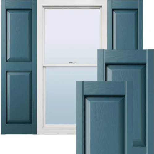 Ekena Millwork Vinilo estándar, dos paneles iguales con persianas de panel elevado, LP2S12X03900MB