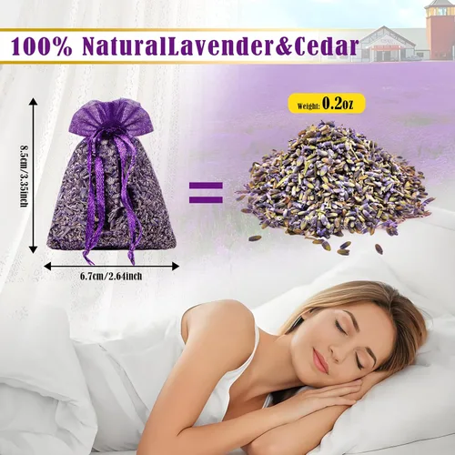 Vista 4 de Cedar Space Bolsas de lavanda para cajones y armarios, 16 bolsas de lavanda, rellenas de lavanda seca de alta calidad, recuerdos de despedida