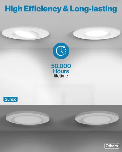 Vista 5 de Sunco - Luces LED para lata, cardán retrofit de globo ocular, luces empotrables de 5/6 pulgadas, regulables, 12 W = 60 W, 2700 K blanco suave, 800
