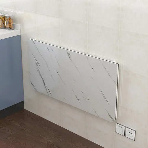 Vista 12 de Mesa plegable para cuarto de servicio, escritorio flotante para pared de espacios pequeños, mesa plegable de pared para oficina en casa, estación