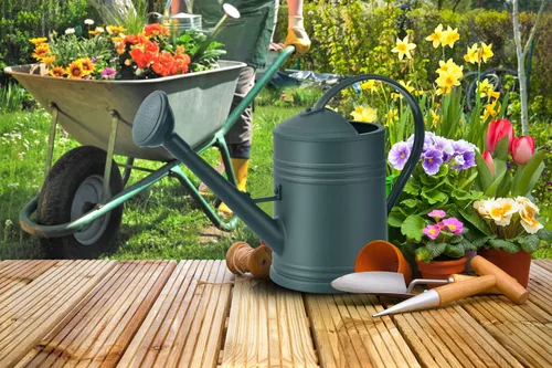 Vista 7 de Regadera de plástico para plantas de interior, flores de jardín al aire libre, regadera para plantas de interior con cabezal de aspersor