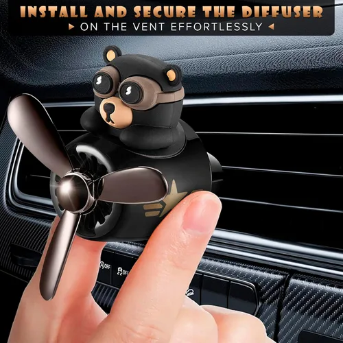 Vista 5 de Clips de ventilación de coche Bear Pilot - Clip de ventilación para ambientador de automóvil con hélice giratoria, duradero y fácil de instalar