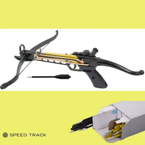 Vista 5 de SPEED TRACK Juego de 60 piezas de 6.25 pulgadas, 50-80 libras, mini pernos de ballesta de tiro con arco con punta de metal afilada, dardos de flecha