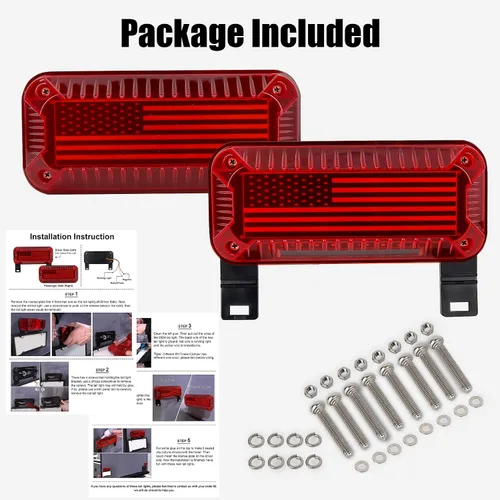 Vista 6 de Luces traseras POVTOR para RV, 57 luces LED para tráiler de camping con señal de marcha/giro/freno/luz de matrícula de parada, luces traseras LED