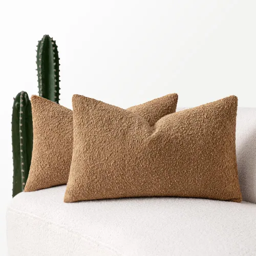 Vista 32 de MIULEE Juego de 2 fundas de almohada decorativas de 16 x 16 pulgadas para sofá o cama, fundas de almohada neutras con textura de boucle, color beige