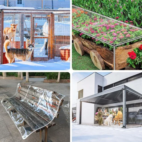 Vista 6 de Lona transparente con ojales, cubierta de lona impermeable transparente resistente con borde reforzado, lona de vinilo de PVC impermeable engrosada