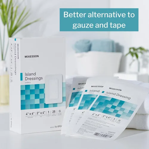 Vista 4 de McKesson Aderezo para islas, estéril, polipropileno/rayón, 4 x 6 pulgadas, 25 unidades, 1 paquete