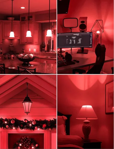 Vista 6 de Bombillas rojas A15 para decoración de Halloween, bombilla de color de 5 W equivalente a 40 vatios, bombilla LED roja de base media E26