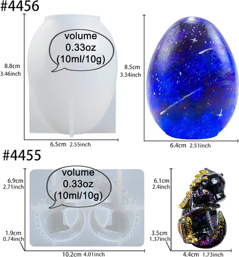 Vista 2 de Molde de silicona de huevo de dragón Fundición de resina epoxi arcilla de polímero Proyectos artesanales Eggling