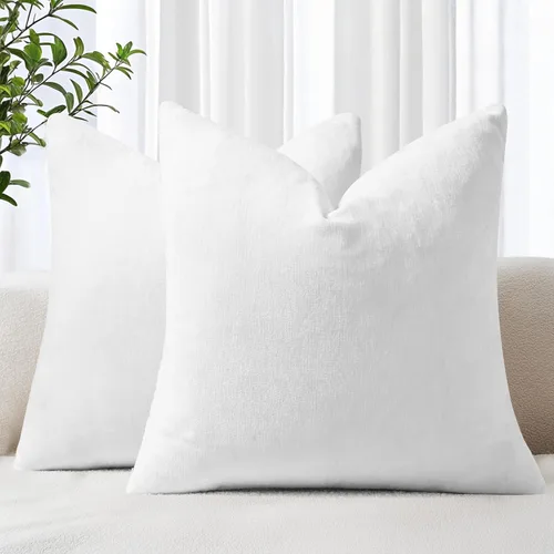 Vista 25 de decorUhome Juego de 2 fundas de almohada decorativas de felpilla Aqua Haze de 18 x 18 pulgadas, fundas de almohada suaves y sólidas teñidas