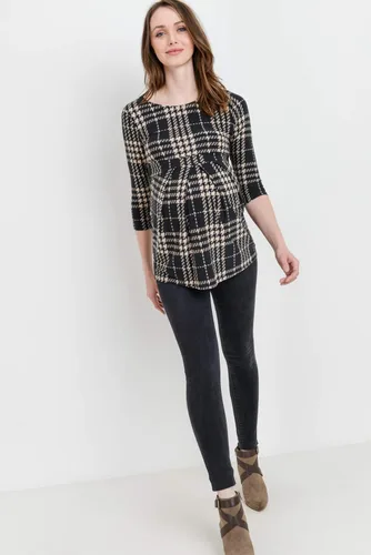 Vista 5 de LaClef - Blusa de maternidad para mujer, cuello redondo, manga 34, plisada al frente, estilo peplum