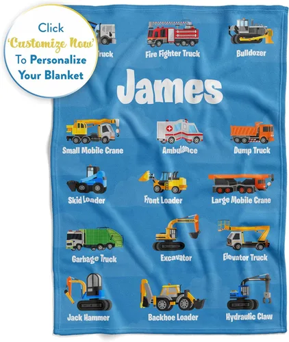 Vista 4 de Manta personalizada para camión, fabricada en Estados Unidos y enviada al día siguiente, diseño de excavadora de construcción de vellón suave
