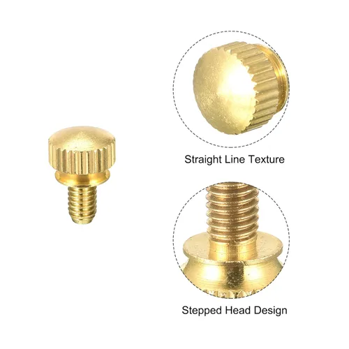 Vista 4 de uxcell 2 tornillos moleteados para el pulgar, pernos de hombro de latón M5x8mm, perillas de agarre escalonadas para PC, electrónicos, mecánicos