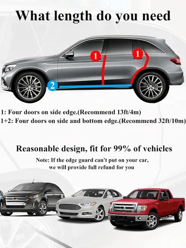 Vista 6 de SYOAUTO - Protector de borde de goma color negro para puerta de automóvil, de 32 pies/10 metros, en forma de U, chapa de metal integrada,