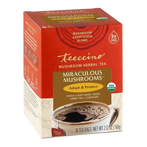 Vista 14 de Teeccino Lion's Mane Rhodiola Tea – Rosa – 25 bolsas de té té adaptogénico de hongos sin cafeína, 3 veces más hierbas que las bolsas de té normales