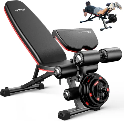 HARISON Adjustable Weight Bench, Bench1000 MAX Heavy Duty Workout Bench Press with Leg Extension and Preacher Pad for Home Gym Strength Training,
