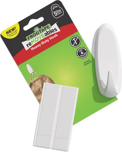 Vista 7 de FrogTape reMOVEables Heavy Duty Wall Hooks - No Damage - Easy to Remove & Reuse - Large Wall Hook with Adhesive Strips - Holds up to 5 lbs