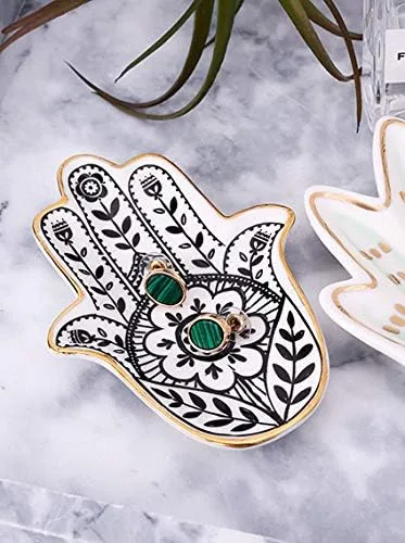 Vista 3 de Stephanie Imports Hamsa - Plato de cerámica y plato decorativo para joyas