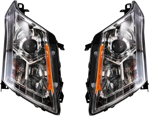 Vista 120 de TRQ Juego de Conjunto de Ensamble de Faros de 2 Piezas de Desempeño Halógeno con Marco Cromado Conductor y Lado del Pasajero Compatible con Mercedes