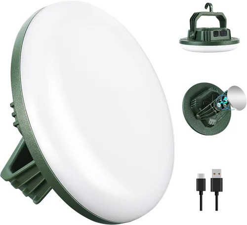 Vista 9 de VAVOFO linterna LED de 30W para acampar recargable, 124 LED con 3 modos de iluminación, 3000LM, luz de tienda portátil de 7200mAh con imán, IP65