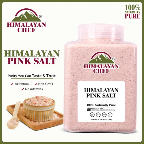 Vista 2 de Himalayan Chef Pink Salt - Tarro de plástico de grano fino, 5 libras de OMG y sin gluten