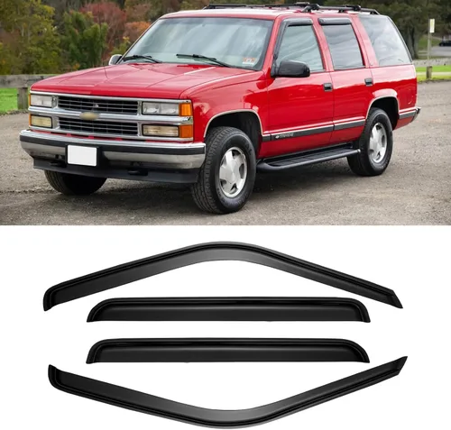 Vista 41 de Viseras de ventana para Chevrolet Silverado y GMC Sierra 1500 Crew Cab 2014-2018, protectores de lluvia, deflector de ventilación, sombra humo