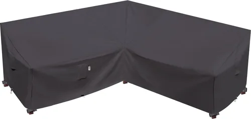 Vista 22 de Funda modular resistente para exteriores, 104 x 83 pulgadas, protector de sofá modular 600D impermeable para patio, fundas en forma de L, Caqui