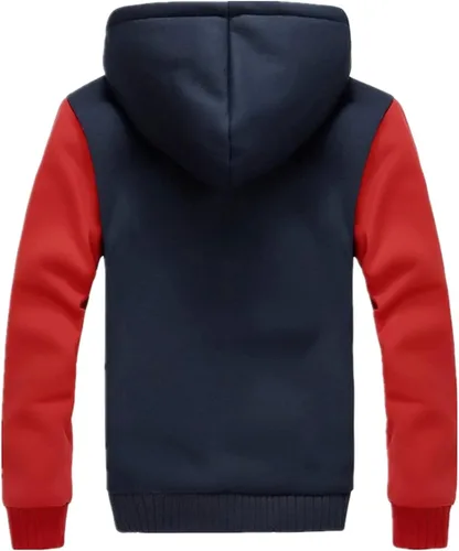 Vista 2 de JiangWu - Sudaderas con capucha para hombre, invierno, forro polar pesado, Sherpa con forro, cremallera, chaquetas de sudadera