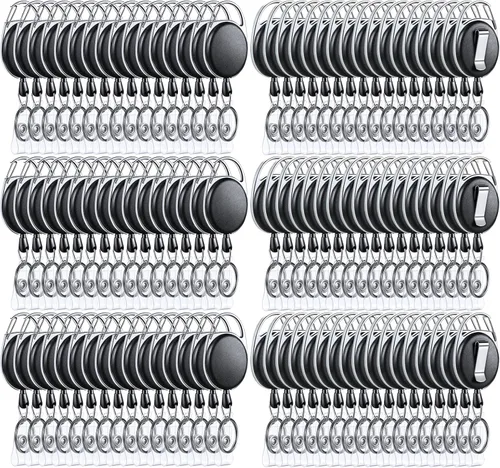 Vista 23 de Laumoi - 80 clips retráctiles para carretes de identificación Negro