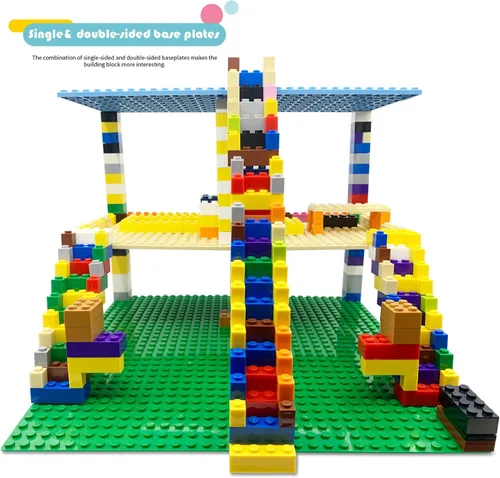 Vista 8 de Placas base clásicas compatibles con ladrillos y placas base, juego combinado de base de construcción de 10 x 10 pulgadas y 10 x 5 pulgadas, placas