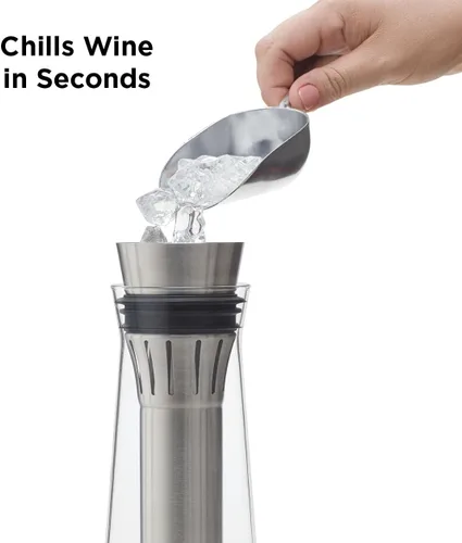 Vista 3 de Rabbit Jarra enfriadora de vino de vidrio enfría y airea vino 25.4 fl oz de capacidad