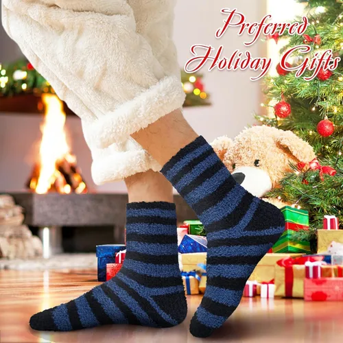Vista 6 de YSense 5-6 Pairs Mens Fuzzy Socks Winter Slipper Fleece Socks Men
