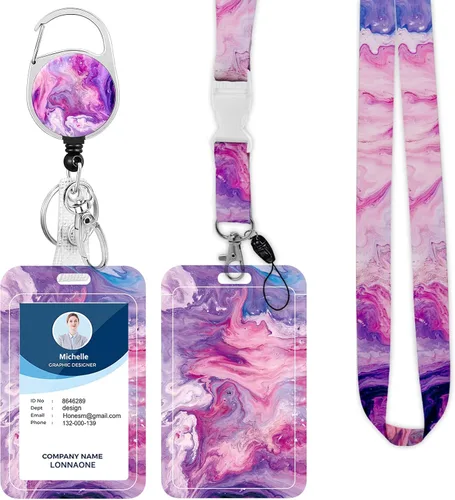 Vista 31 de Cordón con soporte para insignia, carrete retráctil con correa de cuello desmontable y soporte vertical para identificación para enfermeras