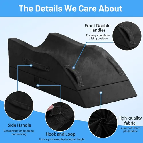 Vista 4 de TranquilRelax Almohadas de elevación de piernas, almohada de cuña para después de una cirugía o descanso, soporte de piernas de espuma viscoelástica