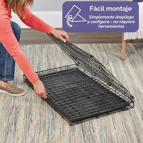 Vista 5 de Midwest Homes for Pets iCrate - Jaula plegable para perros de 18 pulgadas con panel divisor, bandeja a prueba de fugas y pestillos seguros, perrera