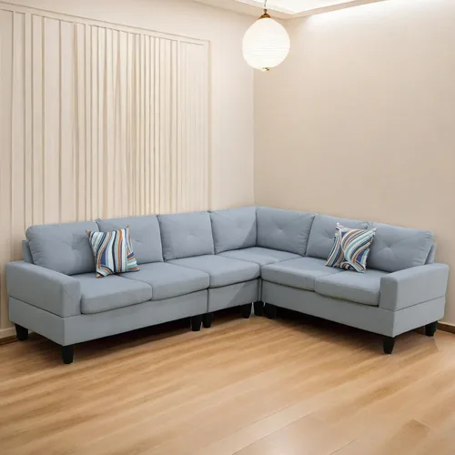 Vista 5 de GlasFlength Juego de sofás modulares para sala de estar, sofás modulares de 4 asientos para sala de estar con otomana extraíble, juego de sofá