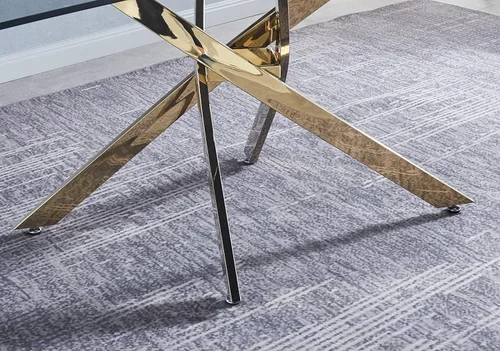 Vista 36 de Mesas de comedor redondas de 36 pulgadas, mesa de comedor moderna de cocina con base de metal cromado dorado, mesas de comedor redondas de vidrio