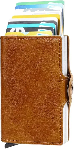 YWHBK Tarjetero soporte para tarjetas de crédito para hombre funda delgada para tarjetas bolsillo frontal antirrobo RFID carteras delgadas de viaje