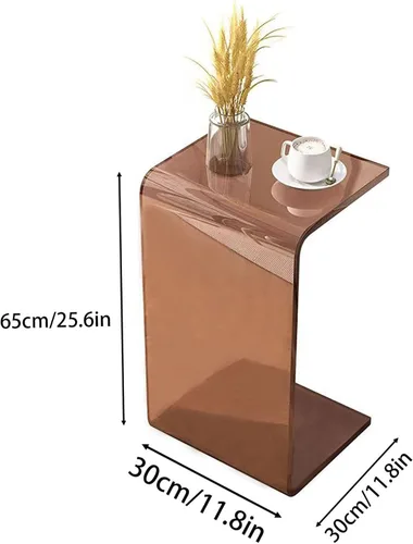 Vista 3 de Mesa auxiliar de acrílico C, mesas auxiliares multiusos para sala de estar, mesa auxiliar en forma de C, mesa auxiliar de acrílico transparente C
