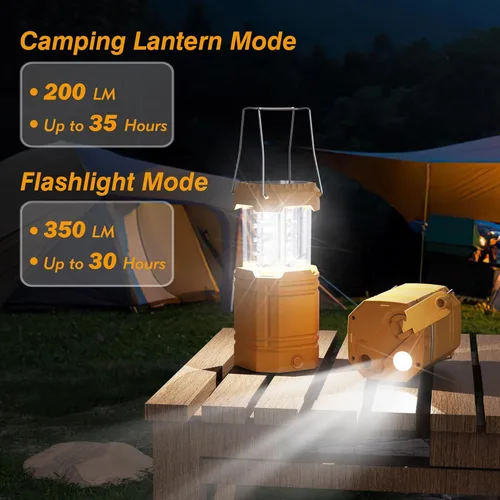 Vista 3 de Linterna solar de campamento con manivela de gran capacidad de 3000 mAh, linterna LED ultra brillante portátil, 23-26 horas de tiempo