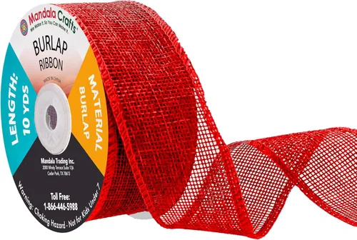 Vista 116 de Mandala Crafts Cinta de arpillera rosa con alambre de 1 pulgada de ancho para manualidades, rollo de 10 yardas de cinta rústica de arpillera