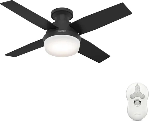 Vista 12 de Hunter Ventilador de techo interior de 44 pulgadas con luz LED y control remoto, ventilador de techo moderno, montaje de perfil bajo, 4 aspas