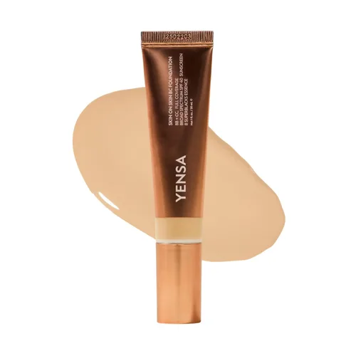 Vista 20 de YENSA BC Foundation - Cobertura completa, superalimento para la piel, suero hidratante y protector solar SPF 40 (Deep Cool) 1 fl oz