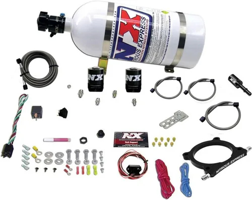 Nitrous Express - 11-15 Ford Mustang GT 5.0L Kit de placa nitrosa de alto rendimiento (50-250HP) con botella de 10 libras (20951-10)