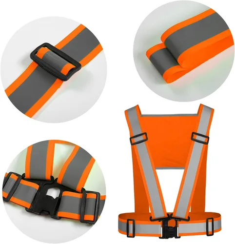 Vista 2 de Chaleco de seguridad personalizado correas ligero ajustable de alta visibilidad reflectante chaleco de seguridad construcción exterior