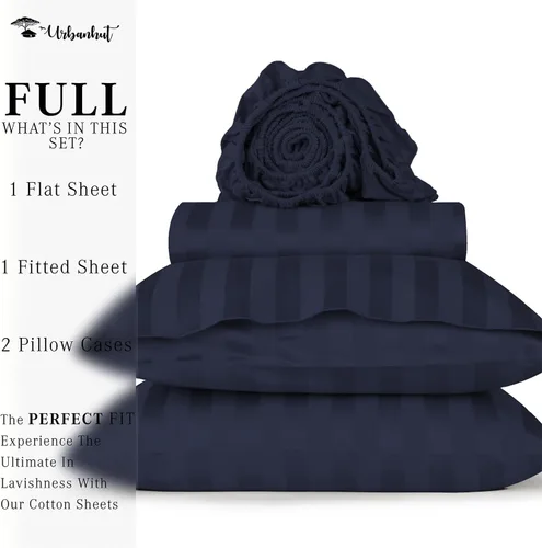 Vista 80 de URBANHUT Juego de sábanas de algodón egipcio de 1000 hilos tamaño completo, 4 piezas, suaves y transpirables, sábanas de hotel de lujo que se