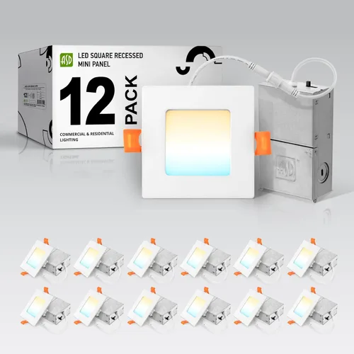 Vista 17 de ASD Iluminación empotrable cuadrada LED ultrafina de 3 pulgadas, bronce aceitado con 5 temperaturas de color, regulable, clasificación IC, brillo