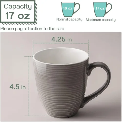 Vista 2 de DOWAN Tazas de Café, Juego de 6 Tazas de Café de 17 Oz, Tazas de Té Onduladas (Marrón)