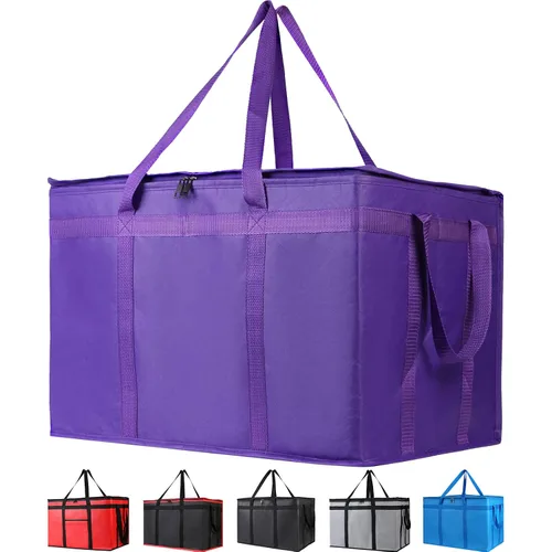 Vista 31 de Bodaon - Paquete de 1 bolsa de compras reutilizable y aislada para comestibles, tamaño XL, bolsa térmica para picnic con parte superior fría, bolsa